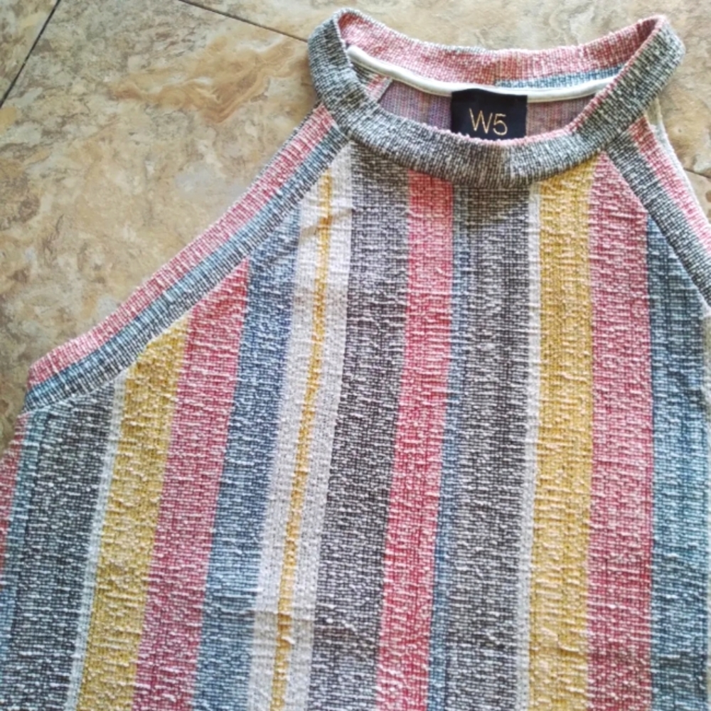 W5 Multicolor Striped High Neckline top, size M - Picture 3 of 7